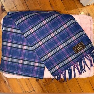 Coach Tartan Blue Pink Plaid Wool Cashmere Scarf in Gift Box